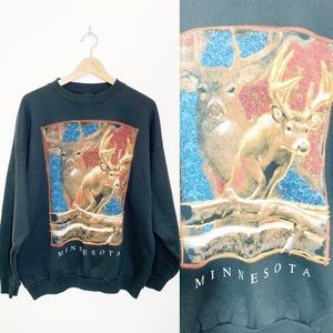 Vintage Minnesota Deer Crewneck Sweatshirt XL
